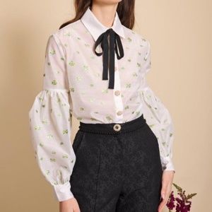 Sister Jane Dream Angelica Ivory Jacquard Floral Blouse